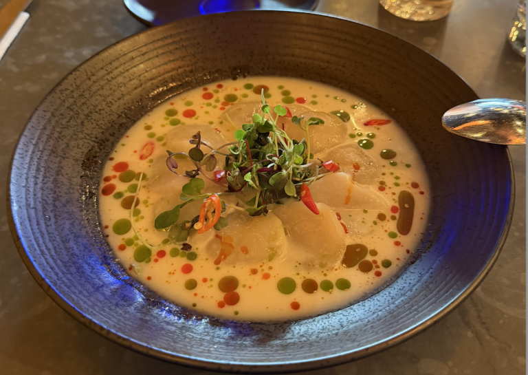 Scallop Crudo, Katsu & Corn Ice Cream in Jersey City