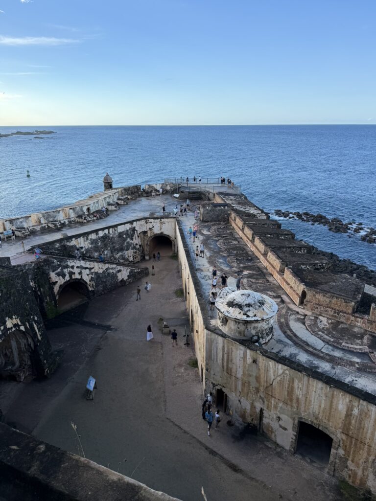Historic fort walls overlooking the Atlantic Ocean in Old San Juan